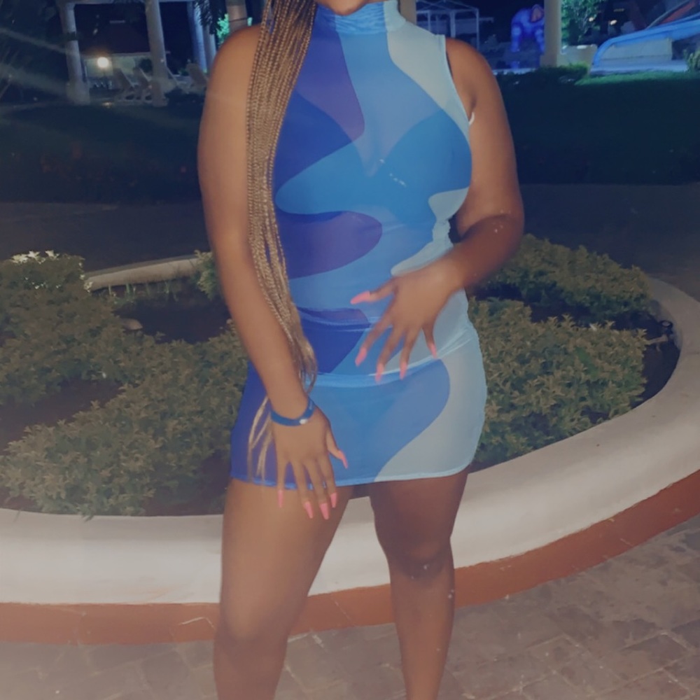 Blue mesh dress